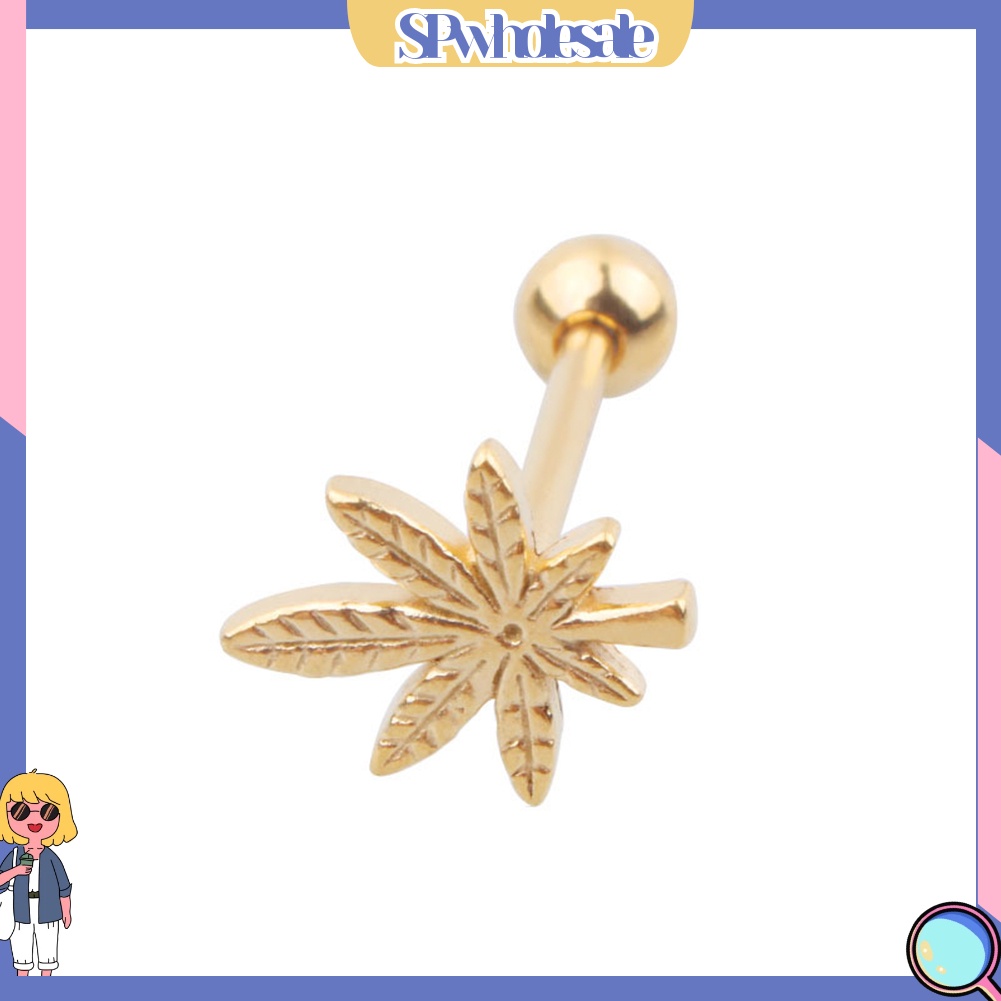 {SPwholesale} Khuyên lưỡi bằng thép không gỉ hình chiếc lá thời trang độc đáo