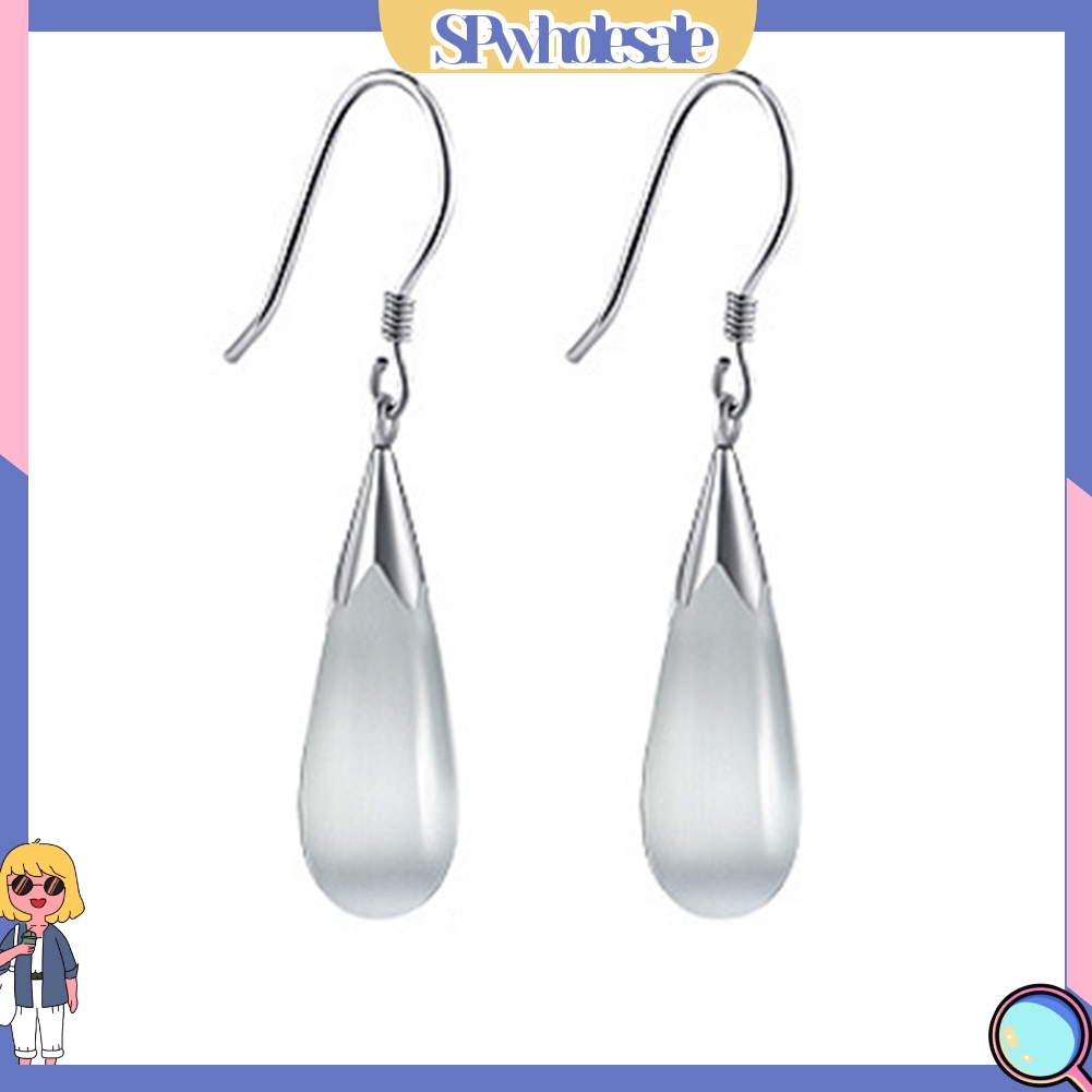 {SPwholesale} Hoa tai dáng dài hình giọt nước đính đá opal sang trọng dành cho nữ