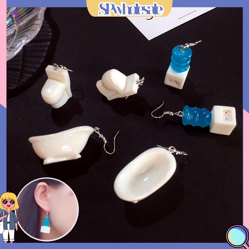 {SPwholesale} Hoa Tai Dáng Dài Hình Bồn Cầu Dễ Thương Cho Nữ