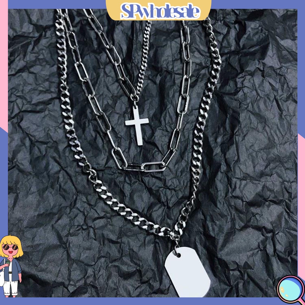 {SPwholesale} Set 1 / 3 Dây Chuyền Mặt Chữ Thập Unisex
