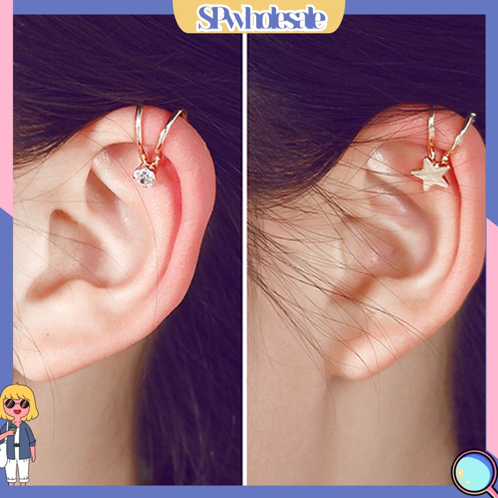 {SPwholesale} Khuyên Kẹp Vành Tai Hình Ngôi Sao Tinh Tế Thời Trang