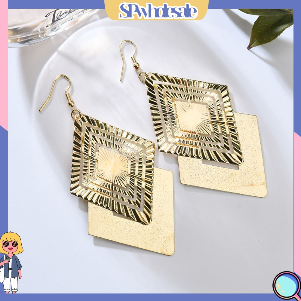 {SPwholesale} Đôi Bông Tai Dáng Dài Hình Thoi Thời Trang Cho Nữ