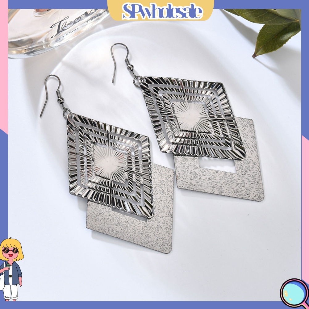 {SPwholesale} Đôi Bông Tai Dáng Dài Hình Thoi Thời Trang Cho Nữ