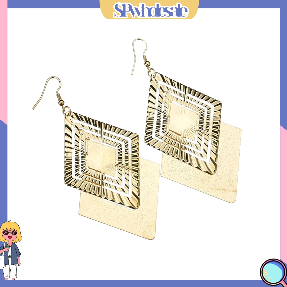 {SPwholesale} Đôi Bông Tai Dáng Dài Hình Thoi Thời Trang Cho Nữ