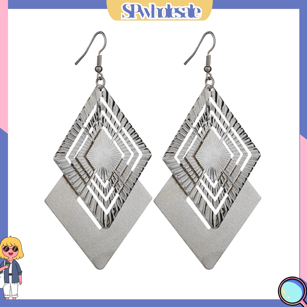 {SPwholesale} Đôi Bông Tai Dáng Dài Hình Thoi Thời Trang Cho Nữ