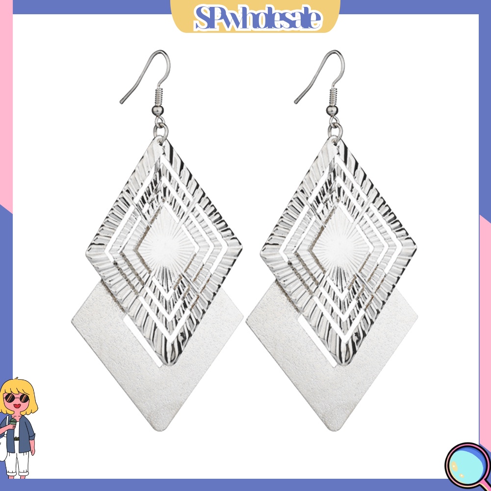 {SPwholesale} Đôi Bông Tai Dáng Dài Hình Thoi Thời Trang Cho Nữ