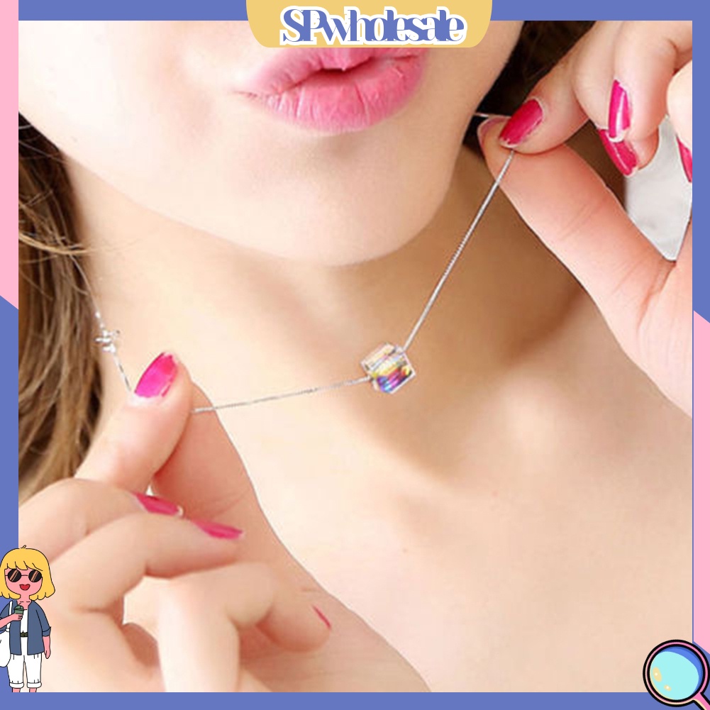 {SPwholesale} Dây chuyền đính đá dạng khối lập phương nhiều màu sắc thời trang