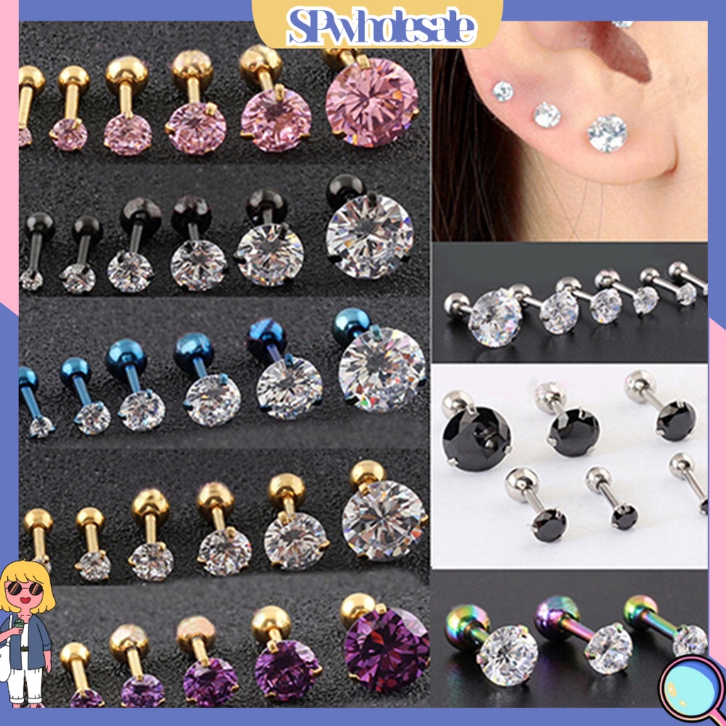{SPwholesale} Đôi khuyên tai đính đá nhân tạo kiểu dáng thời trang và cá tính