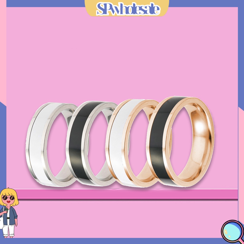 {SPwholesale} Nhẫn đính hôn bằng thép titan kiểu dáng đơn giản sang trọng dành cho nam