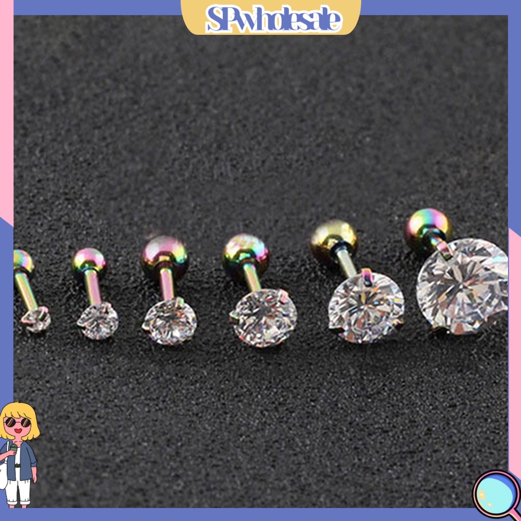 {SPwholesale} Đôi khuyên tai đính đá nhân tạo kiểu dáng thời trang và cá tính