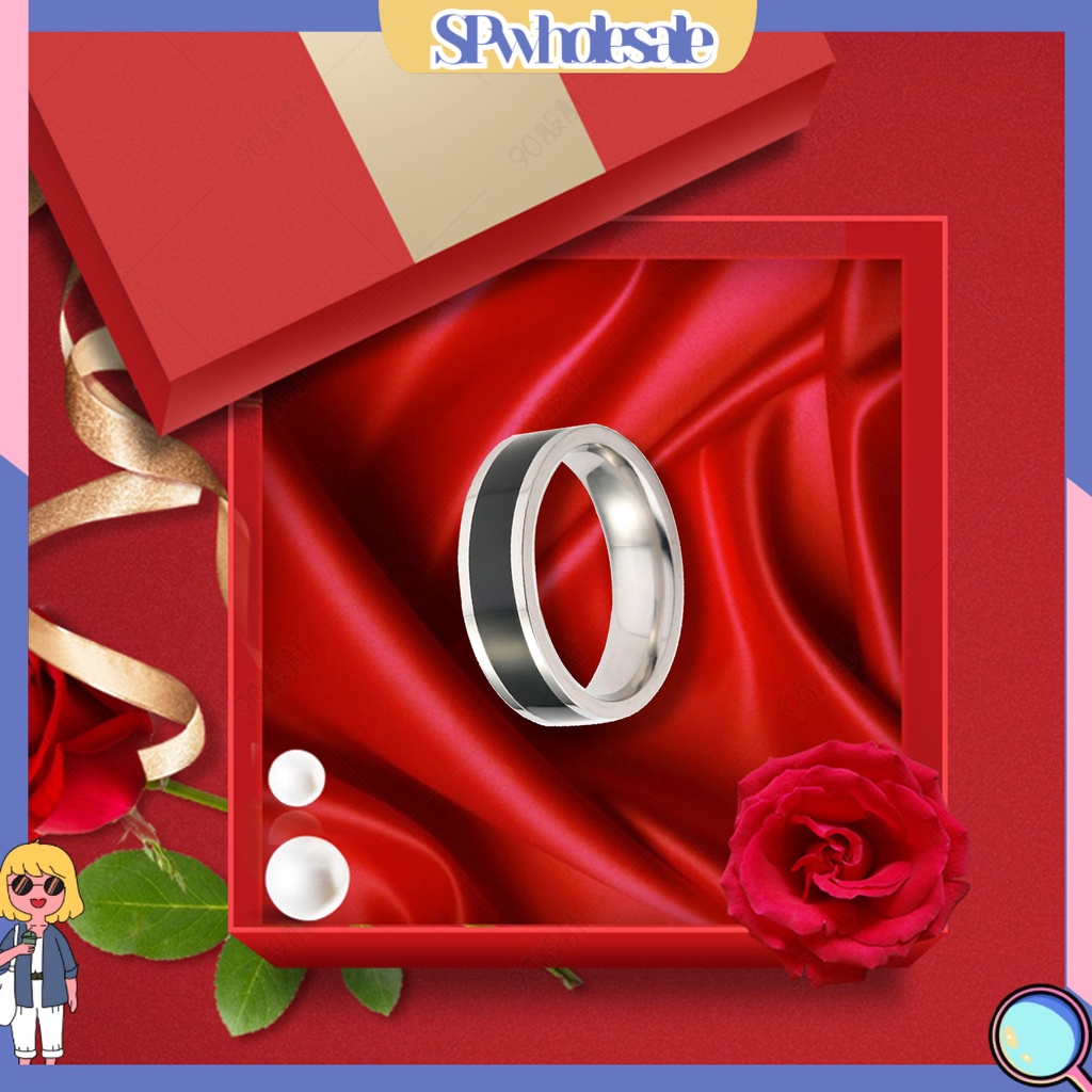 {SPwholesale} Nhẫn đính hôn bằng thép titan kiểu dáng đơn giản sang trọng dành cho nam