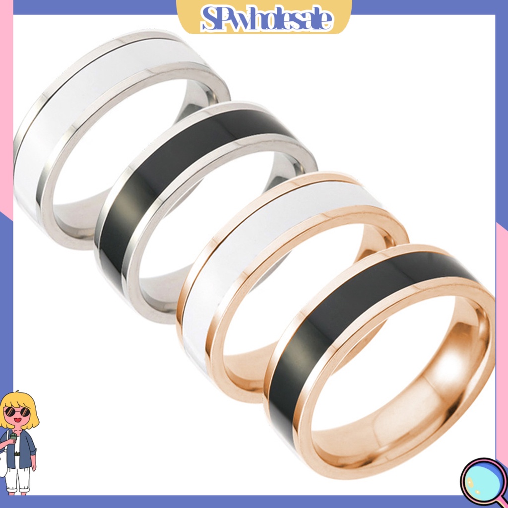 {SPwholesale} Nhẫn đính hôn bằng thép titan kiểu dáng đơn giản sang trọng dành cho nam