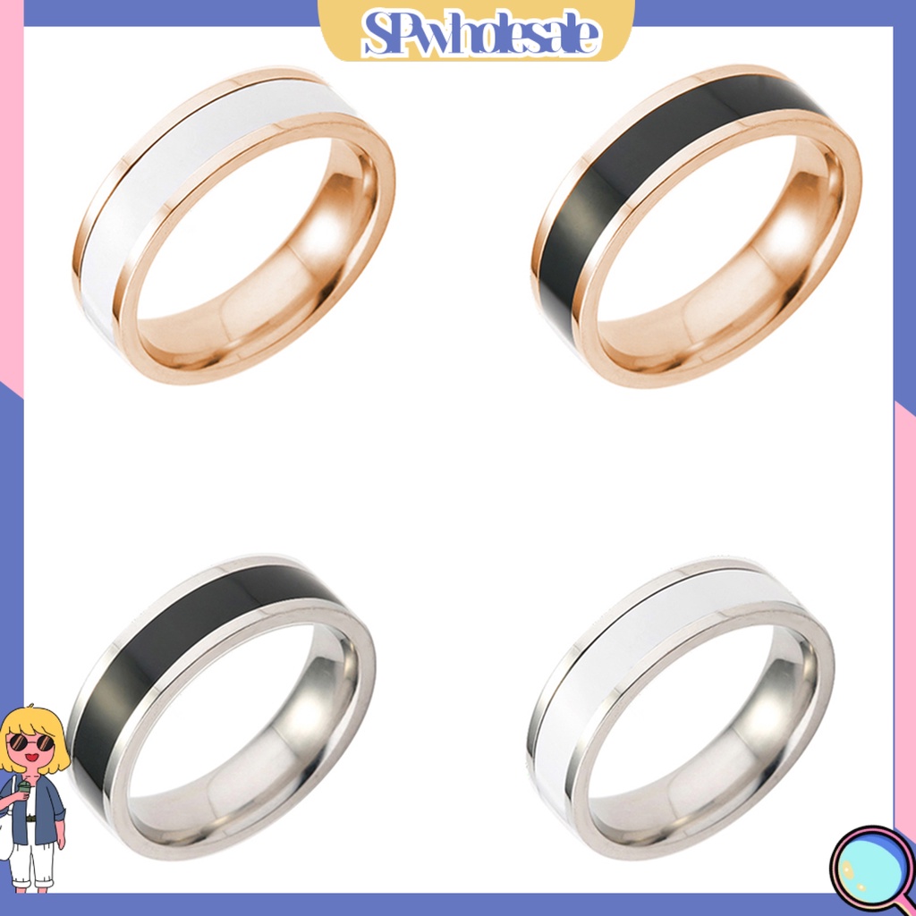 {SPwholesale} Nhẫn đính hôn bằng thép titan kiểu dáng đơn giản sang trọng dành cho nam