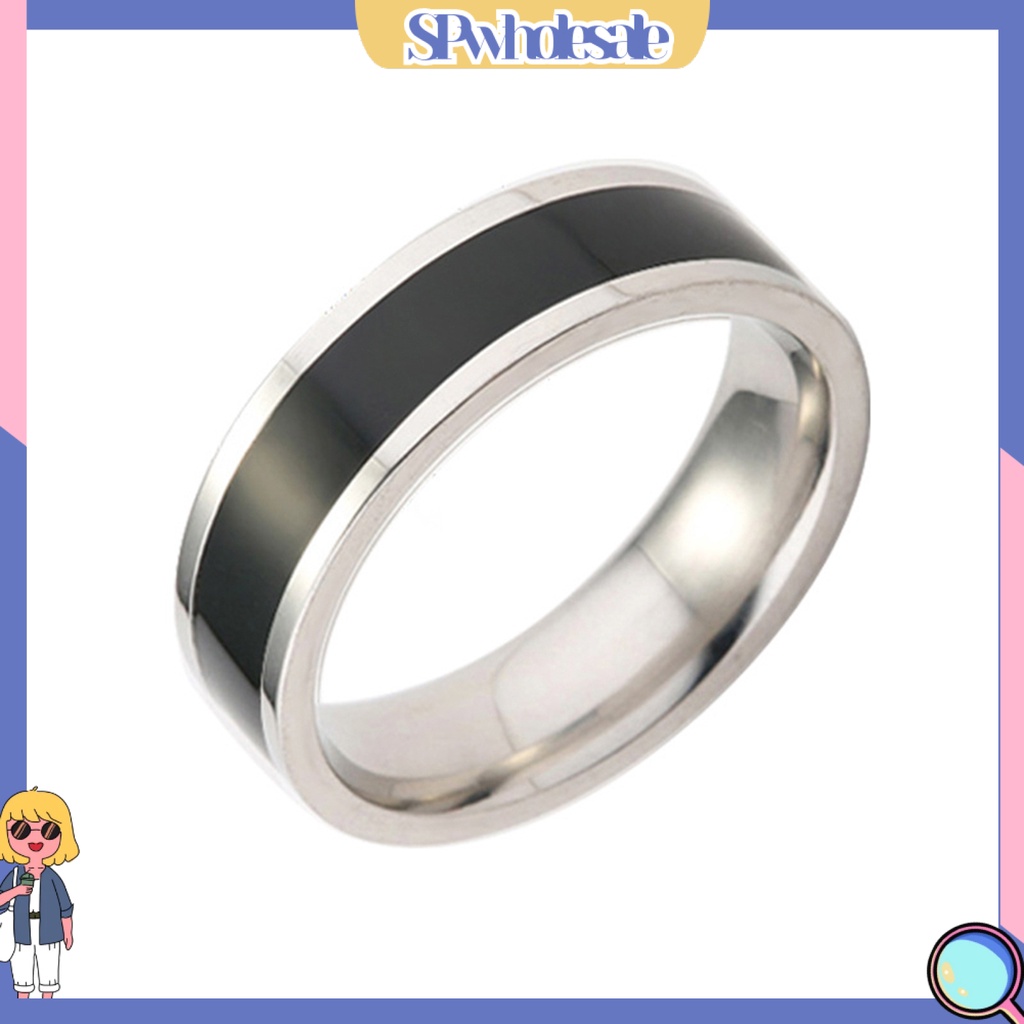 {SPwholesale} Nhẫn đính hôn bằng thép titan kiểu dáng đơn giản sang trọng dành cho nam