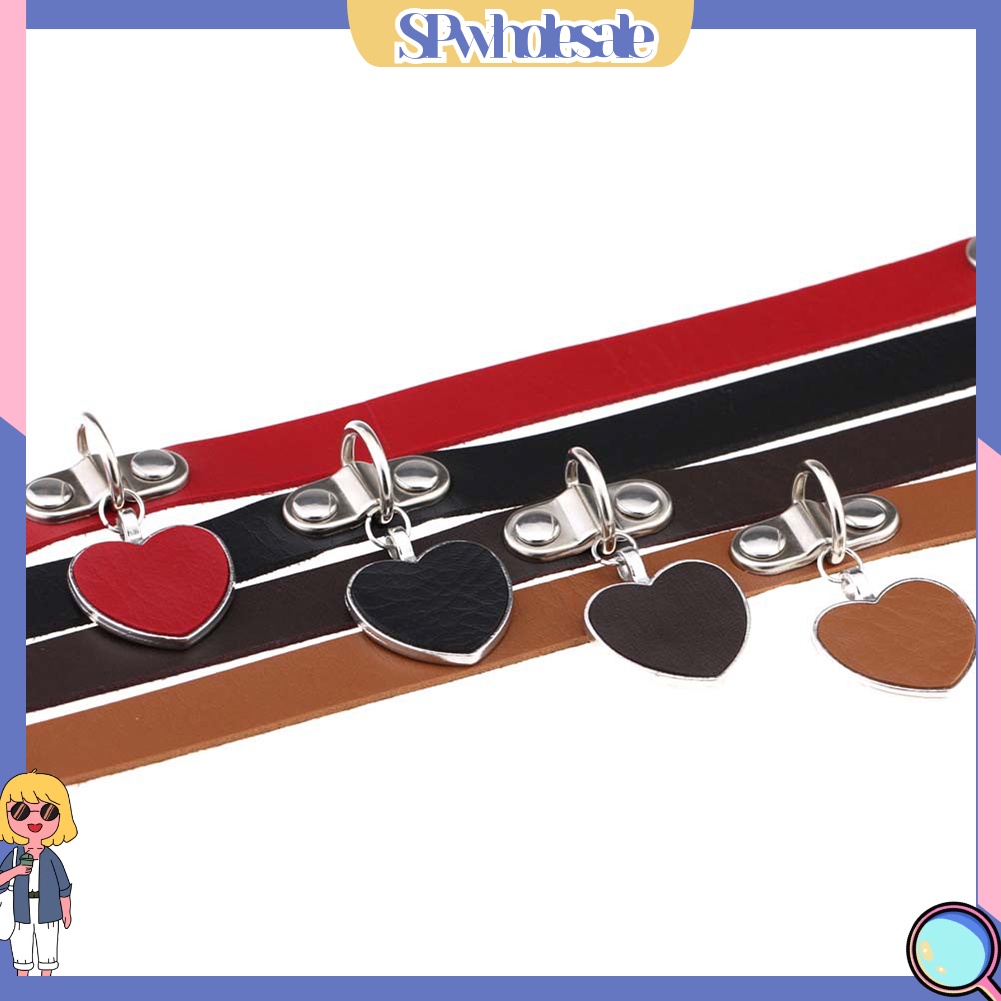 [SPwholesale] Vòng cổ choker giả da đính mặt trái tim phong cách Gothic thời trang cho nữ