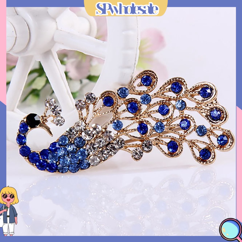 {SPwholesale} Ghim cài áo hình con công đính đá thời trang cho nữ