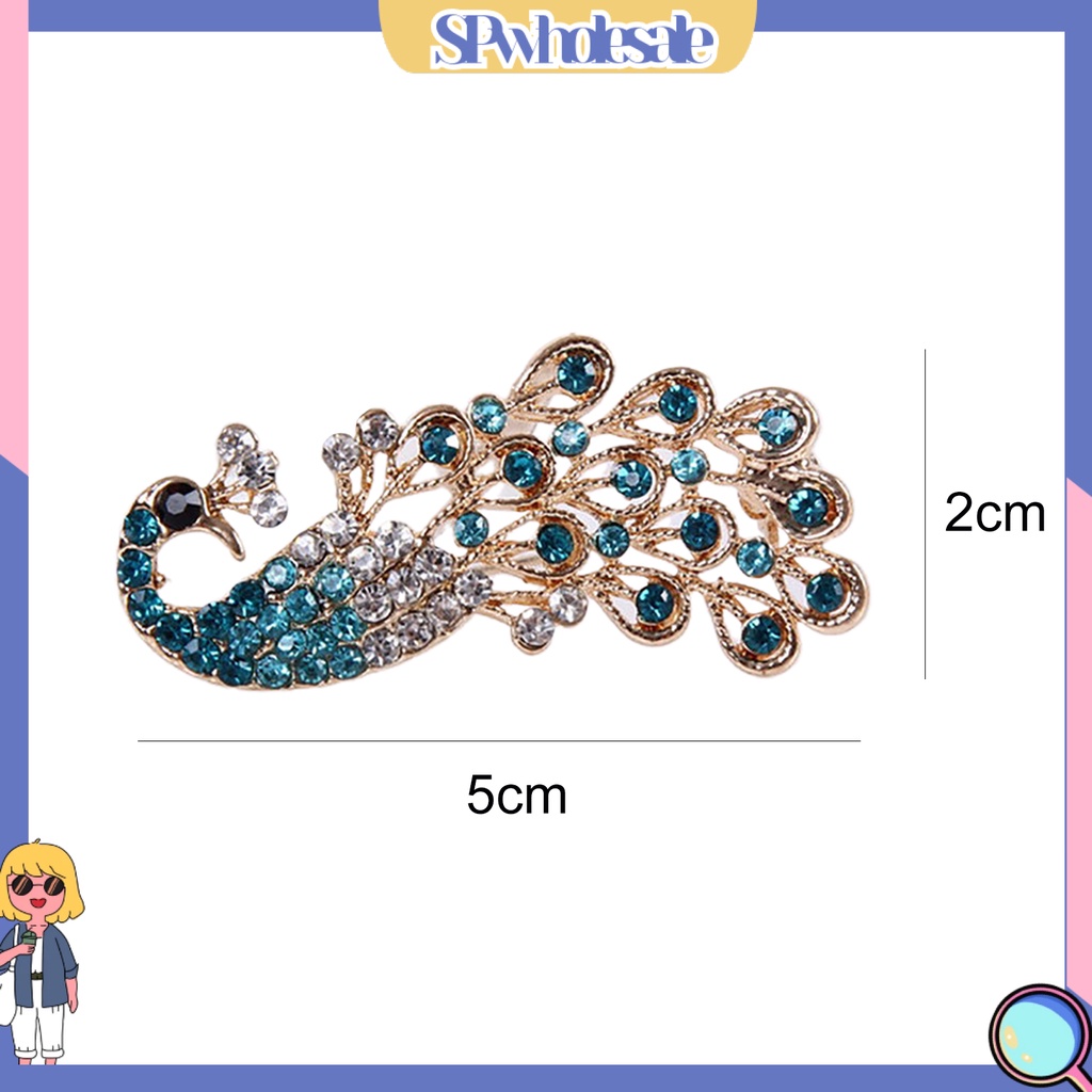 {SPwholesale} Ghim cài áo hình con công đính đá thời trang cho nữ