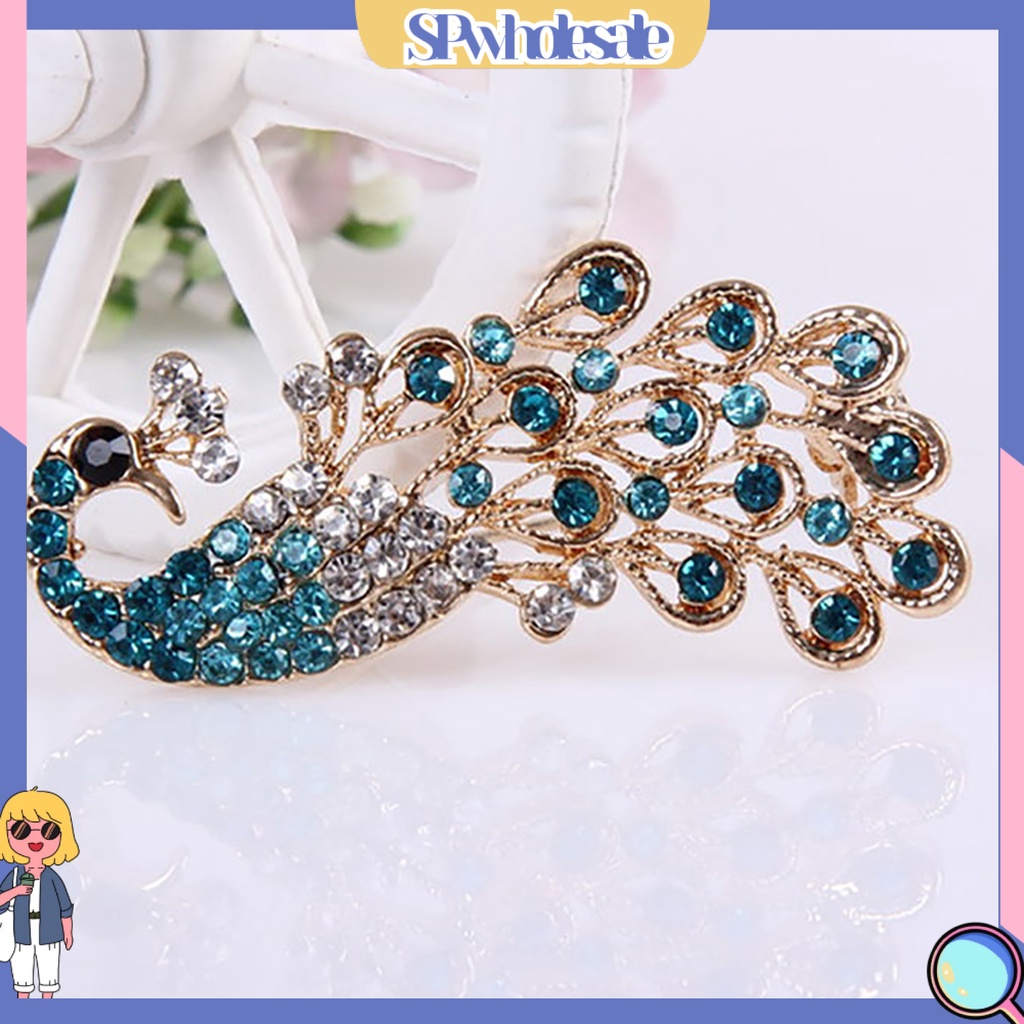 {SPwholesale} Ghim cài áo hình con công đính đá thời trang cho nữ