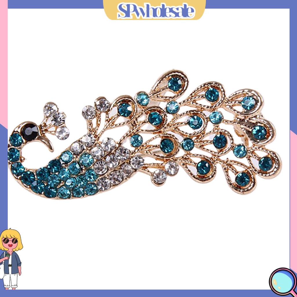 {SPwholesale} Ghim cài áo hình con công đính đá thời trang cho nữ