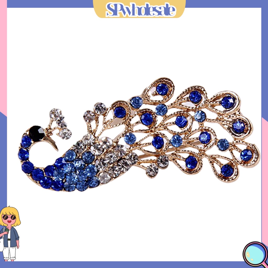 {SPwholesale} Ghim cài áo hình con công đính đá thời trang cho nữ