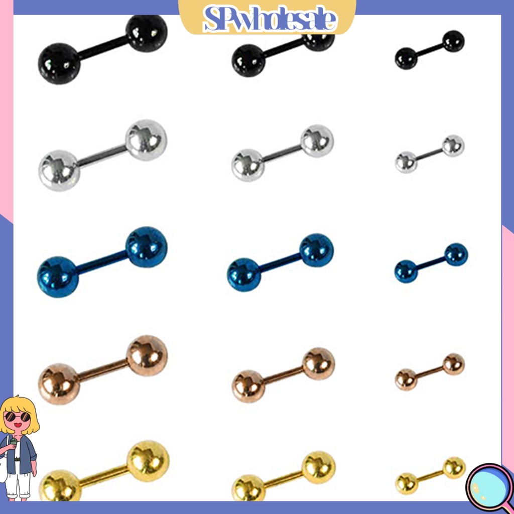 SPwholesale| Đôi khuyên tai bằng thép không gỉ dạng thanh tạ 3mm 4mm 5mm cá tính