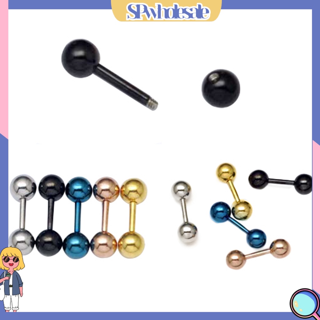 SPwholesale| Đôi khuyên tai bằng thép không gỉ dạng thanh tạ 3mm 4mm 5mm cá tính