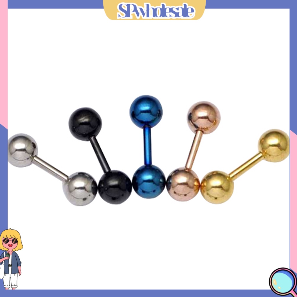 SPwholesale| Đôi khuyên tai bằng thép không gỉ dạng thanh tạ 3mm 4mm 5mm cá tính