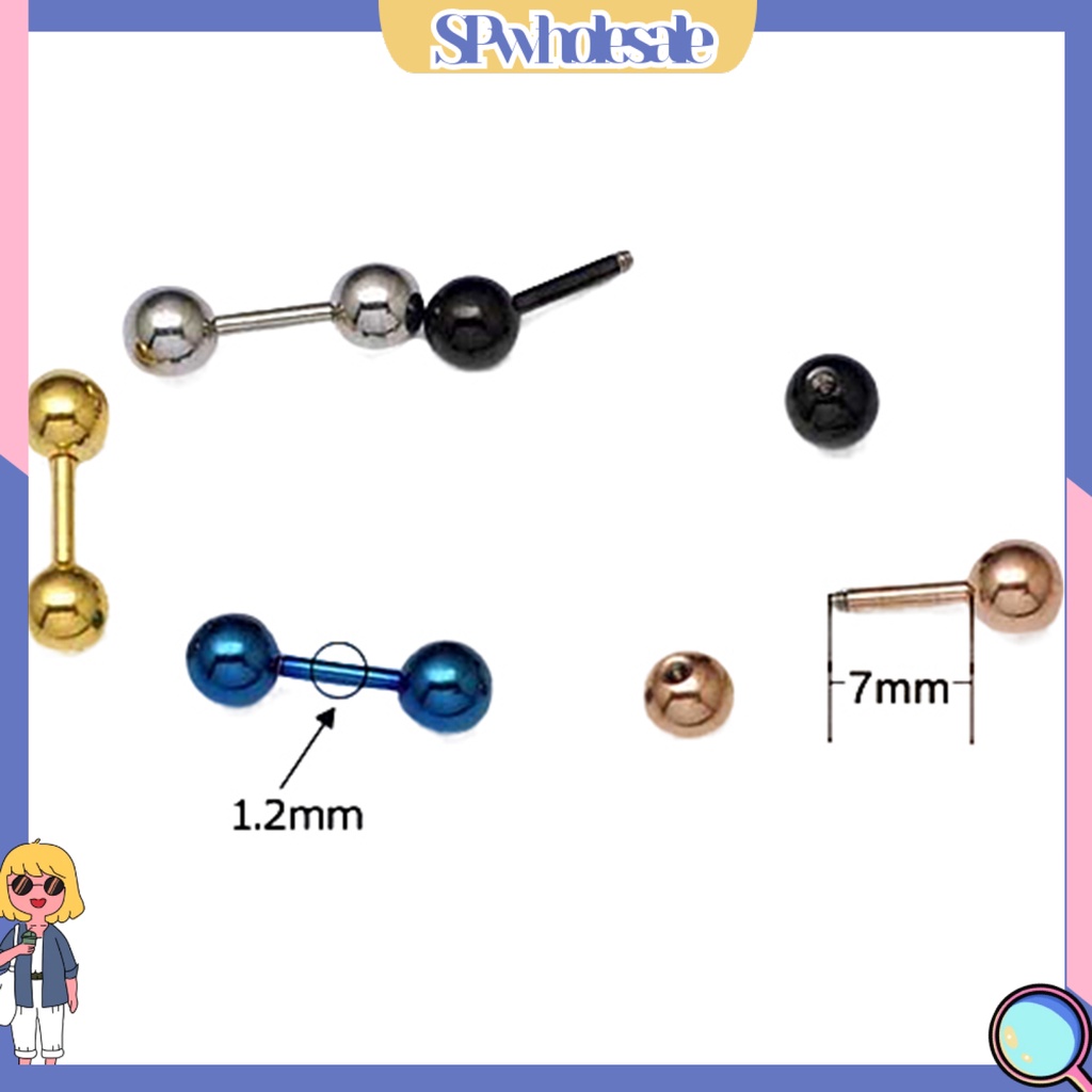 SPwholesale| Đôi khuyên tai bằng thép không gỉ dạng thanh tạ 3mm 4mm 5mm cá tính