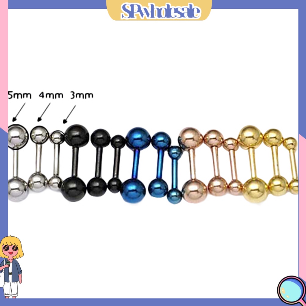 SPwholesale| Đôi khuyên tai bằng thép không gỉ dạng thanh tạ 3mm 4mm 5mm cá tính