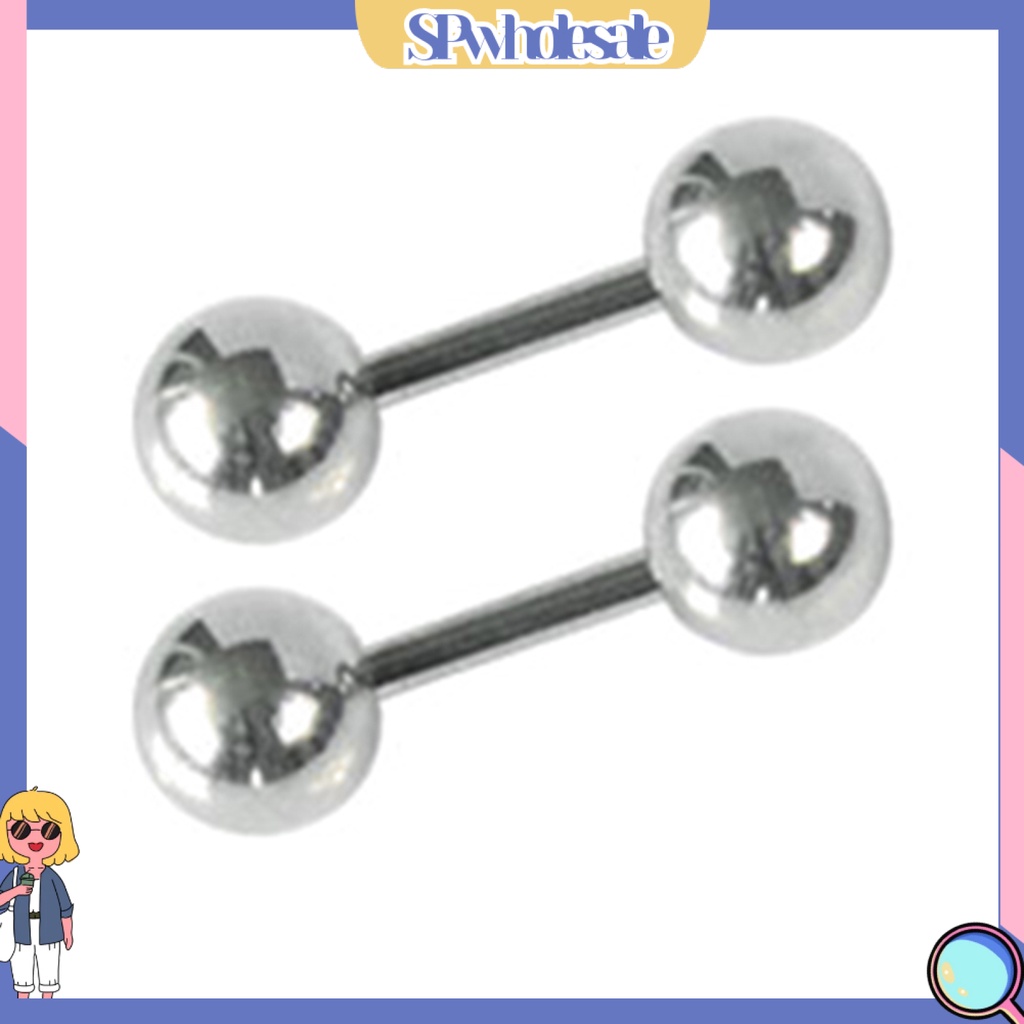 SPwholesale| Đôi khuyên tai bằng thép không gỉ dạng thanh tạ 3mm 4mm 5mm cá tính