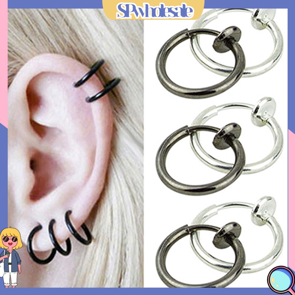 {SPwholesale} 1 khuyên tai dáng tròn thiết kế đơn giản Unisex cá tính cho nam nữ