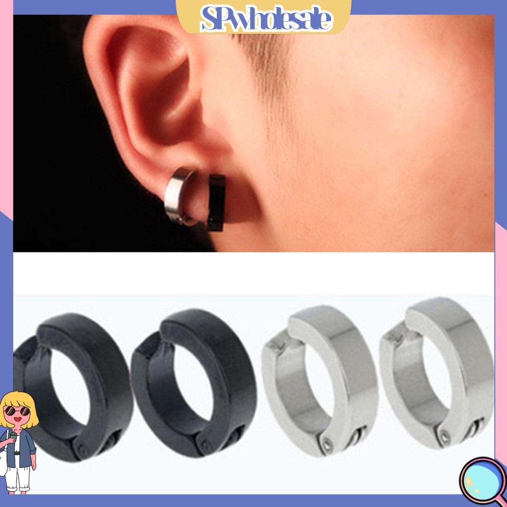 [SPwholesale] Đôi bông tai tròn bằng thép không gỉ cho nam