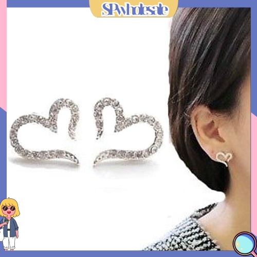 {SPwholesale} Khuyên tai đính đá hình trái tim dễ thương dành cho nữ