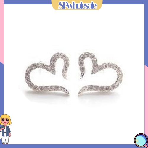 {SPwholesale} Khuyên tai đính đá hình trái tim dễ thương dành cho nữ