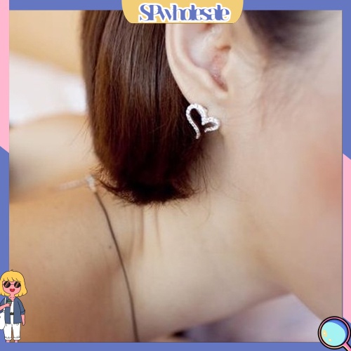 {SPwholesale} Khuyên tai đính đá hình trái tim dễ thương dành cho nữ