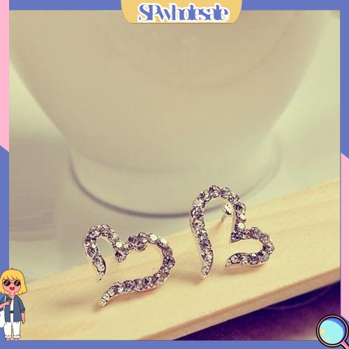 {SPwholesale} Khuyên tai đính đá hình trái tim dễ thương dành cho nữ