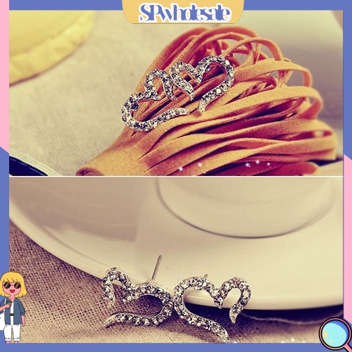{SPwholesale} Khuyên tai đính đá hình trái tim dễ thương dành cho nữ
