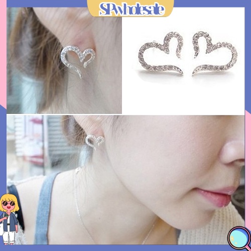 {SPwholesale} Khuyên tai đính đá hình trái tim dễ thương dành cho nữ