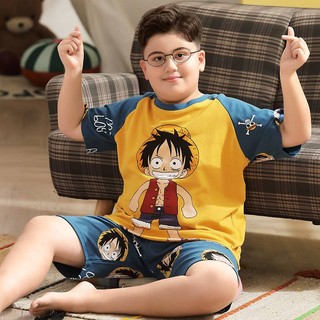 [đồ ngủ] Bộ Đồ Ngủ Tay Ngắn Chất Cotton Dáng Rộng Cỡ Lớn Thời Trang Mùa Hè Xinh Xắn Cho Bé Trai
