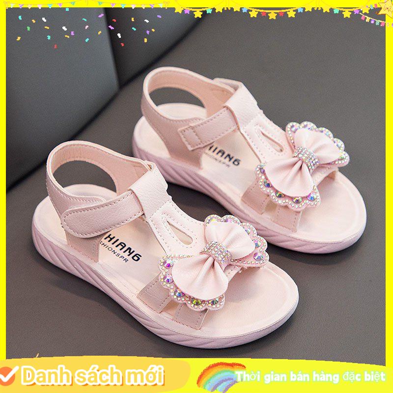 Giày Sandal Đính Hoa Thời Trang Đi Biển Phong Cách Hàn Quốc Cho Bé Gái