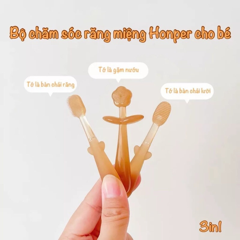 Bộ chăm sóc răng miệng 3in1 Chính hãng Honper cho bé