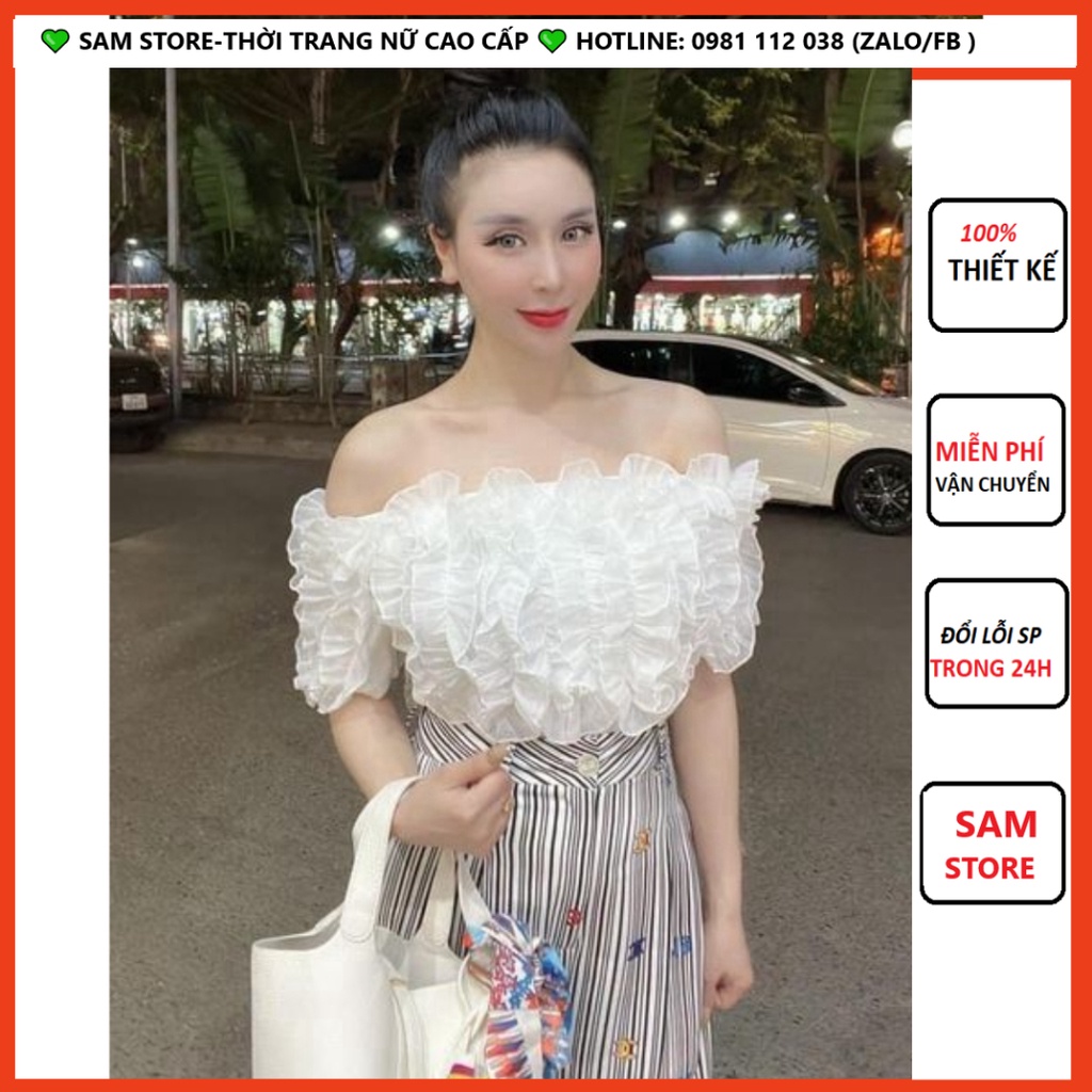 Áo thun trễ vai bèo ngực thun tăm siêu mát [CAM KẾT HÀNG Y HÌNH ]
