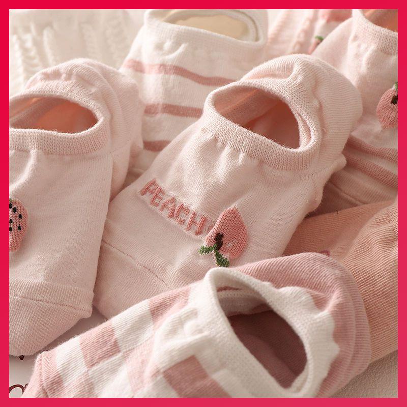 Vớ Thuyền Cotton Mỏng Cổ Thấp Màu Hồng Đào Phong Cách Nhật Bản Dễ Thương Ngọt Ngào Thời Trang Mùa Hè Dành Cho Bạn Nữ Sinh