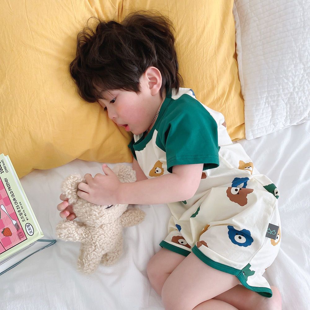 Đầm Ngủ Một Mảnh Bằng Vải Cotton Mỏng Điều Hòa Không Khí In Hoạt Hình Dành Cho Bé Trai Gái