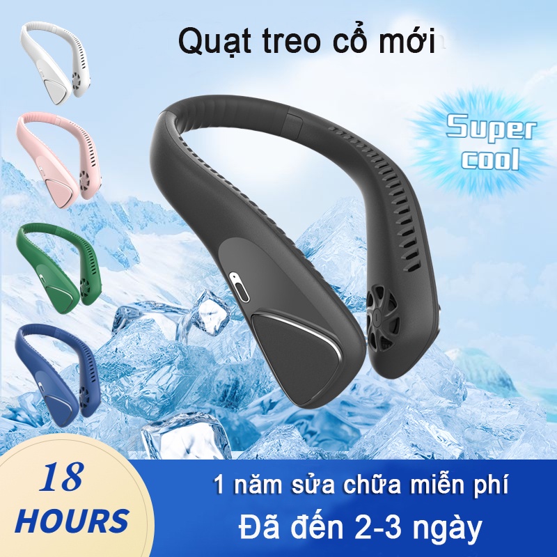 【6000mAh-18 giờ】Quạt Thể Thao Mini Đeo Cổ 3 Tốc Độ Có Thể Sạc Lại Bằng Cổng Usb 6000Mah