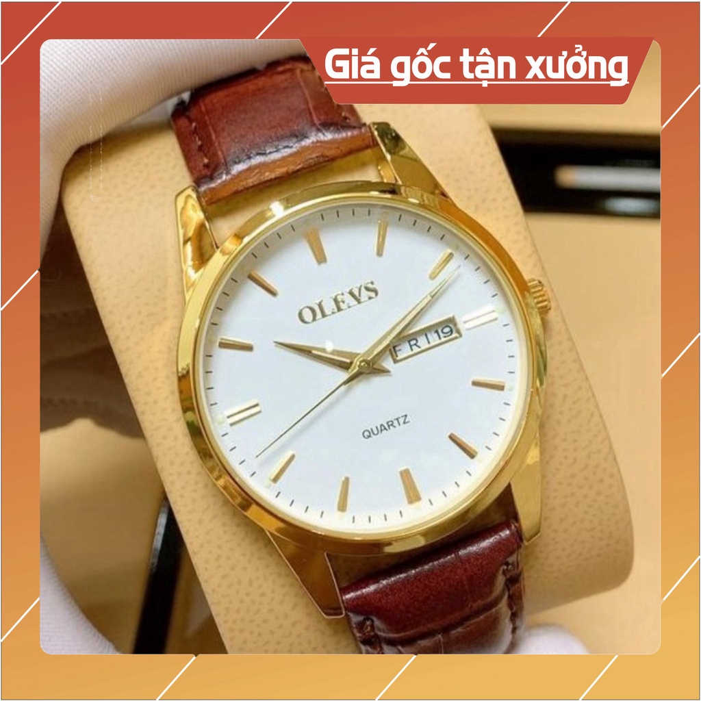 Đồng hồ nam OLEVS dây da chính hãng có lịch ngày size 40mm bảo hành 24 tháng - QDAS CS3