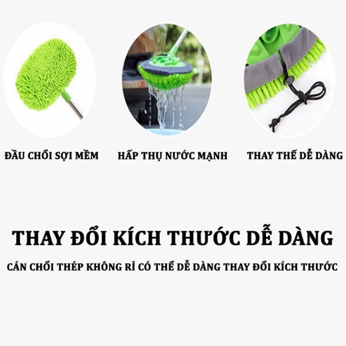 Chổi rửa xe ô tô đa năng thu gọn ba phần vệ sinh xe hơi chuyên dụng