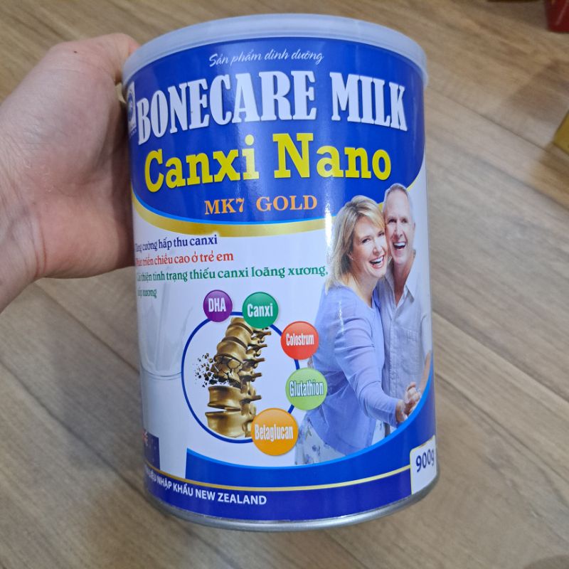 Hộp 900g Sữa bột Canxi BONECARE MILK CANXI NANO MK7 Gold tăng cường dẻo dai cho xương khớp giảm đau nhức xương