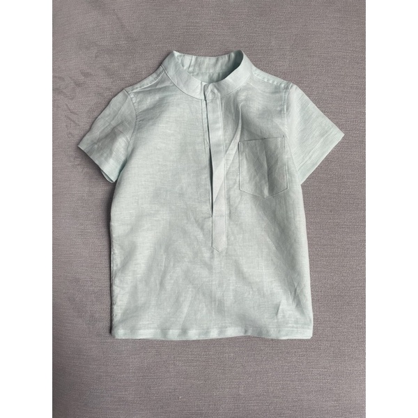 Áo sơ mi bé trai tay ngắn linen