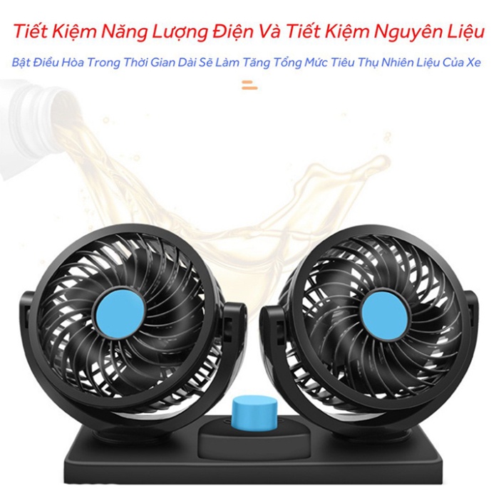 Quạt đôi ô tô xoay 360 độ trên ô tô USB 5V và trong gia đình bàn làm việc
